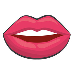sensual pink lips icon over white background. vector illustration
