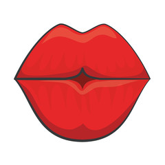 sensual red lips icon over white background. vector illustration