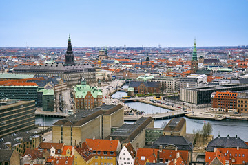 Fototapeta na wymiar Scenic panorama of Copenhagen, Denmark