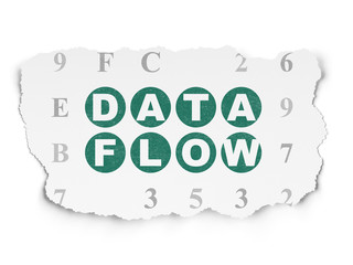 Information concept: Data Flow on Torn Paper background