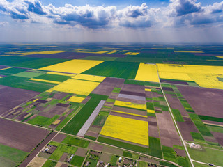 Crop fields aerial view from a drone