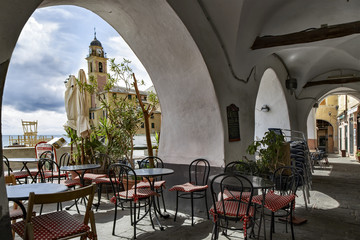 View from an undercover restaurant of Camogli