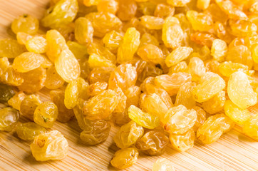 Top macro view of the large raisins close-up