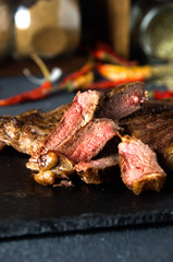 rare beef black square plate spice