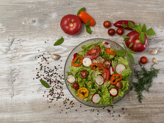 Healthy food salad of fresh vegetables.