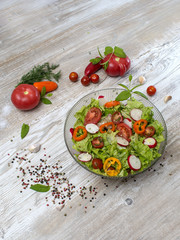 Healthy food salad of fresh vegetables.