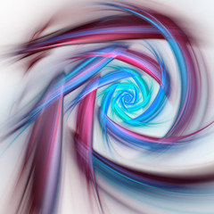 Red and blue fractal swirl, digital artwork for creative graphic design