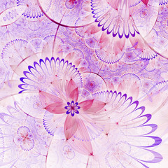 Purple fractal floral pattern, digital artwork for creative graphic design