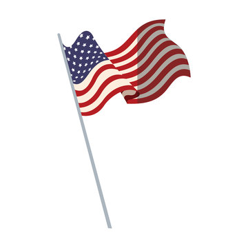 united states of america flag with pole vector illustration