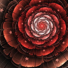 Abstract fractal red rose, digital artwork for creative graphic design