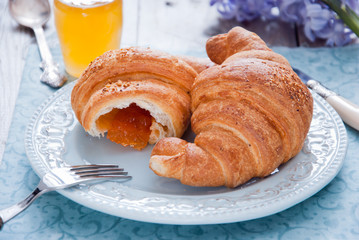 Breakfast with stuffed croissant