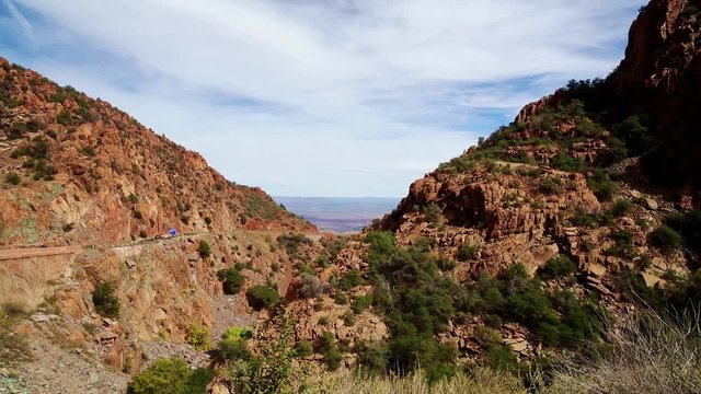 Scenic view of the mountain pass along Highway 89A near the city of Jerome in Arizona.
