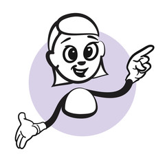 Naklejka premium Stickmamn Emotion Woman Pointing Left