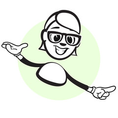 Stickmamn Emotion Woman with glasses pointing
