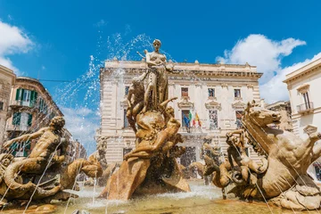 Foto op Plexiglas Famous Artemis (Diana) Fountain, Syrakuse, Sicily © XtravaganT