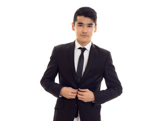 Young man in black tuxedo