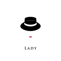 Vintage silhouette with ladies hat. 