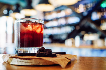 Red cocktail with chocolate