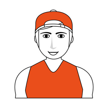 handsome man with muscular body wearing backwards baseball hat icon image vector illustration design