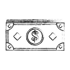 blurred silhouette stack bills with currency symbol dollar vector illustration