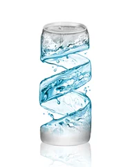 Küchenrückwand glas motiv aluminum can made from water splashes, isolated on white background © Krafla