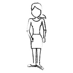 blurred silhouette caricature faceless woman with blouse and skirt vector illustration