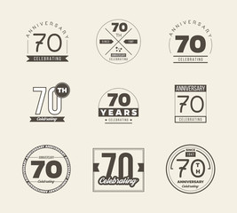 70 years anniversary logo set. Vector illustration.
