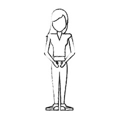 blurred silhouette caricature faceless woman with sport clothing vector illustration