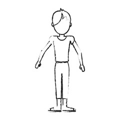 blurred silhouette caricature faceless man with t-shirt and shorts vector illustration