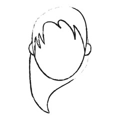 blurred silhouette caricature faceless front view short hair woman vector illustration