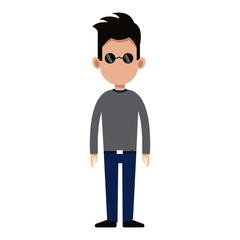 character man standing casual clothes image vector illustration