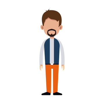 character man standing casual clothes image vector illustration