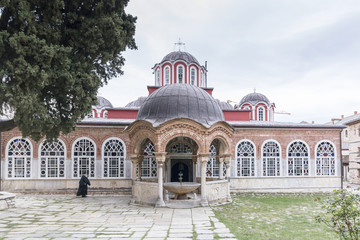 Fototapeta na wymiar Holy mountain Athos, Greece, april 2017 – different views of monasteries 