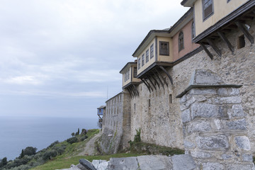 Fototapeta na wymiar Holy mountain Athos, Greece, april 2017 – different views of monasteries 