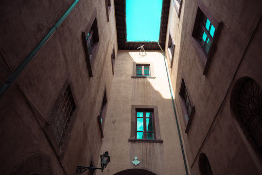 View of a house in the city centre of Volterra, Italy.