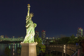 Statue of Liberty in spring at Odaiba Tokyo, Japan