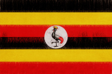 Flag of Uganda with a grunge look.