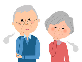 シニアカップル　ため息