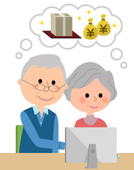 シニアカップル　大金を想像