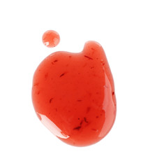 Delicious strawberry sauce on white background