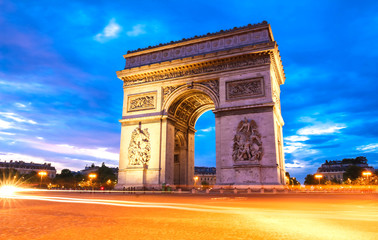Fototapeta na wymiar The Arch of Triumph at night, Paris, France