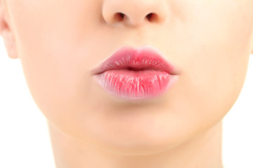 Fototapeta premium Face of beautiful young woman, closeup