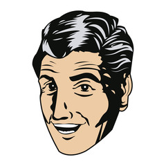 face man smiling expression pop art vector illustration