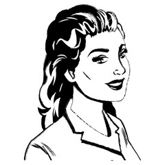 portrait woman pop art sketch vector illustration