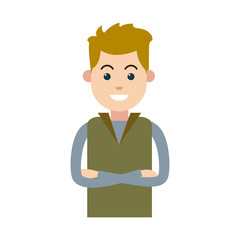 character man male young wear vest vector illustration