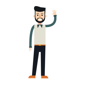 character bearded man male wearing vest vector illustration