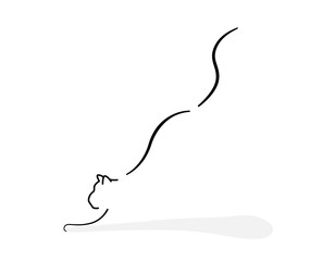 Hand drawing of a cat jumping down