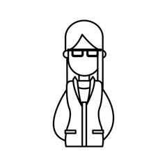 outlined girl glasses jacket image vector illustration
