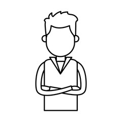 outlined male crossed arms clothes casual vector illustration