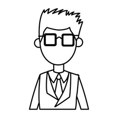 outlined male with suit and glasses image vector illustration